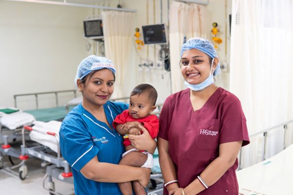 Child receiving free cleft care at HP Ghosh Hospital Kolkata through Mission Smile