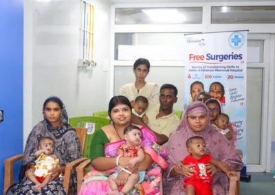 Families receiving free cleft care at Hiramani Memorial Hospital Krishnanagar